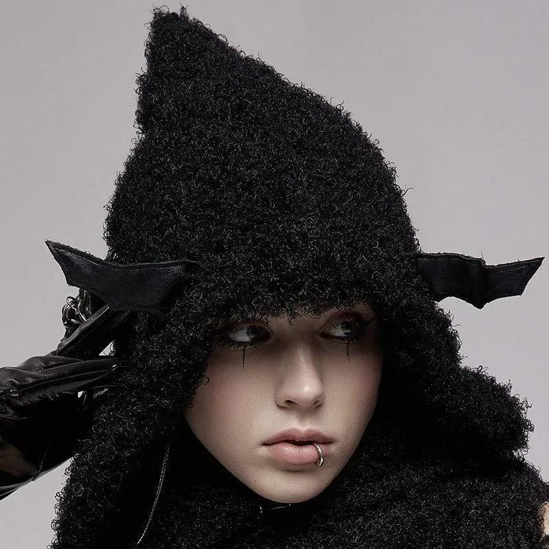 Women's Punk Fluffy Scarf with Witch Hat