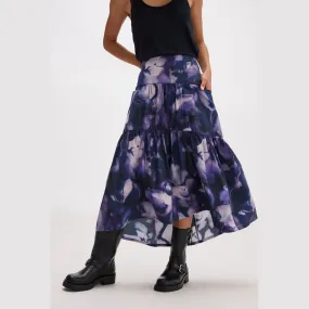 Women's Stevie Tiered Maxi Skirt - Purple Ghost Floral