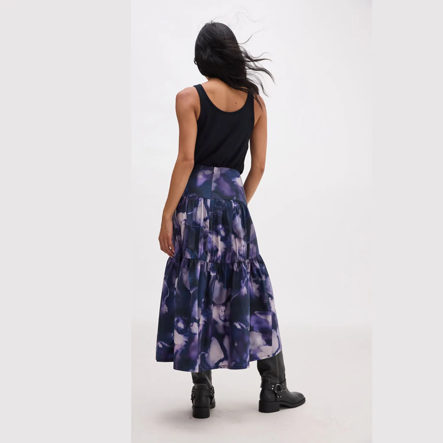 Women's Stevie Tiered Maxi Skirt - Purple Ghost Floral