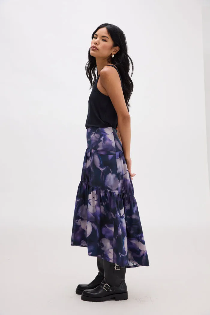 Women's Stevie Tiered Maxi Skirt - Purple Ghost Floral