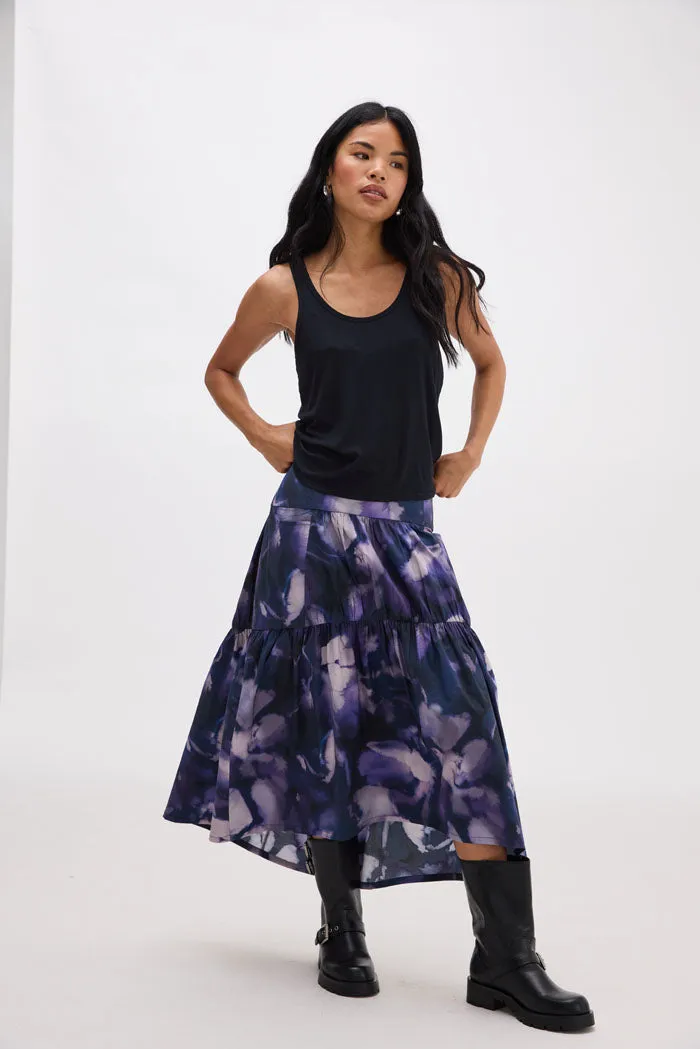 Women's Stevie Tiered Maxi Skirt - Purple Ghost Floral