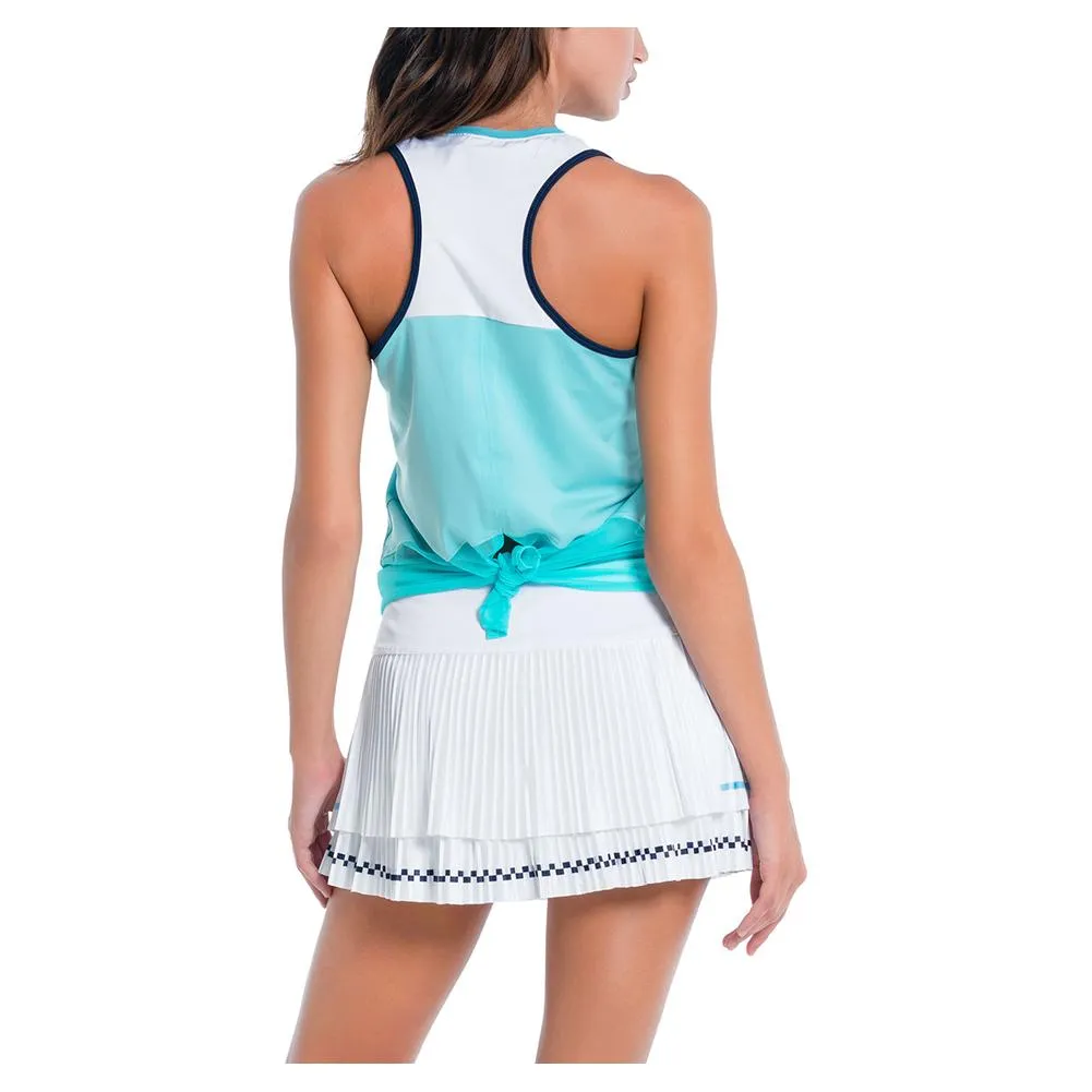 Women`s Throw Back Tie Back Tennis Tank Cool Blue