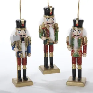 Wooden Soldier Nutcracker Ornament, 3 Assorted, C9674