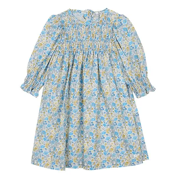 Yellow and Light Blue Floral Dress