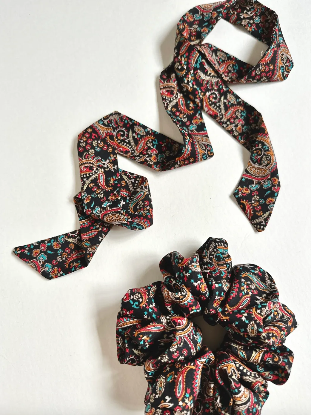 Zeppelin Paisley Collection | Floofy Scrunchie | Long Hair Scarf | Neck Scarf | Hair-tie Bow | Luxury Designer Hair Accessories | Handmade